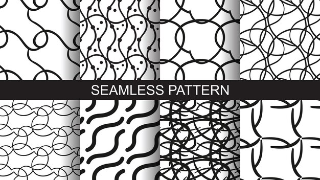 A set of seamless abstract patterns Hand drawn vector illustration