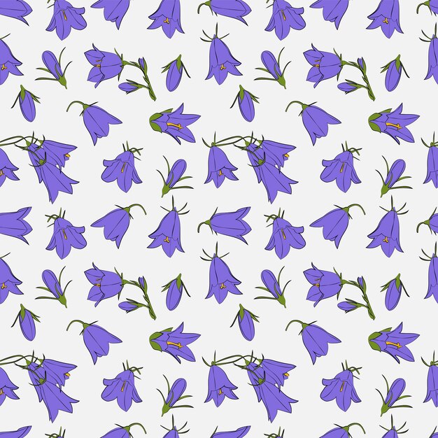 Vector a set of seamless background with bellflowers vector graphics 1000x1000