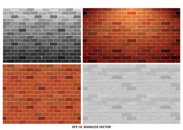 Vector set of seamless brick wall textured with grunge style concept eps vector