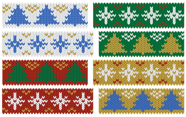 Set of seamless christmas border for print and cardmaking red and gold pattern ornament for banner