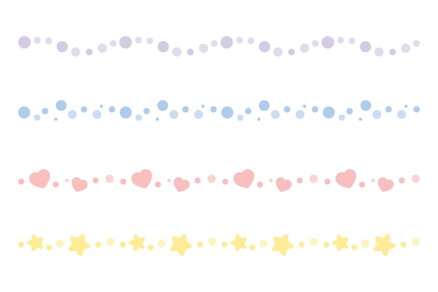 Vector set of seamless cute pastel confetti border flat vector illustration