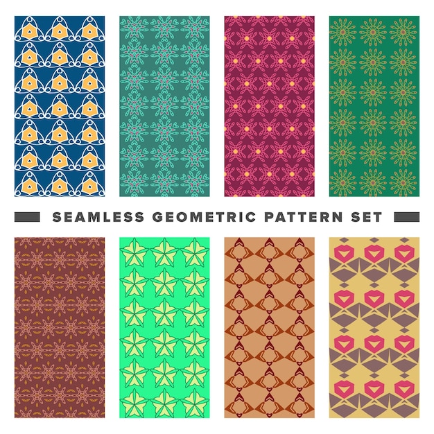 Set of seamless decorative geometric shapes pattern