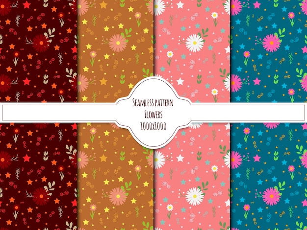 A set of seamless flower background Vector graphics