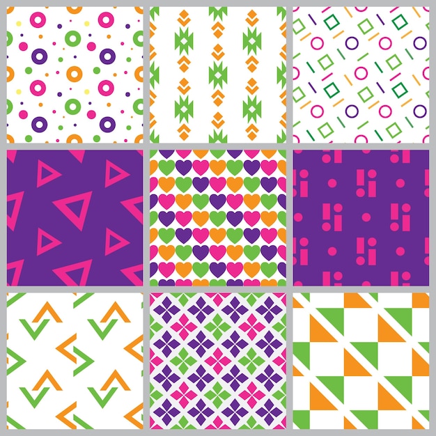 Vector a set of seamless geometric patterns