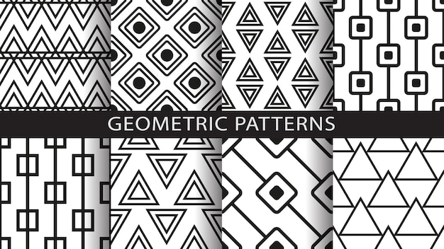 A set of seamless geometric patternsVector illustration