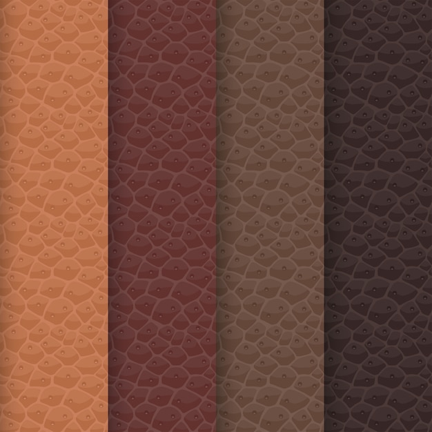   set of seamless leather textures based on a brown palette. Shades of the pattern are aligned with a traditional colors of caramel, chocolate, cocoa and coffee. Realistic animal skin surface.