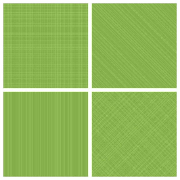 Set of seamless monochrome hatch patterns Green color vector backgrounds