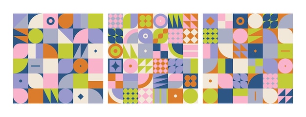 Set of seamless pattern geometric collage Vector illustration