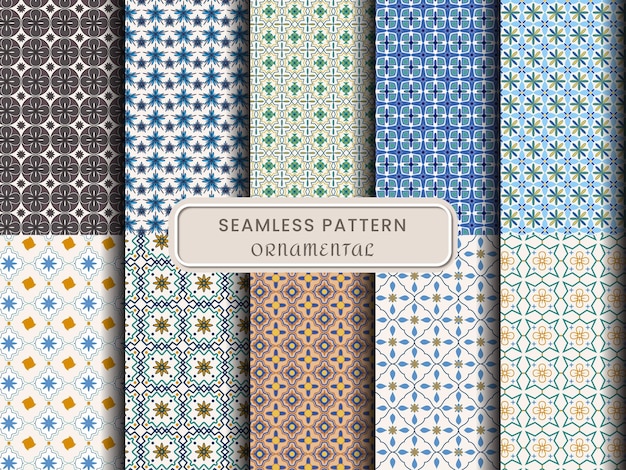 set of seamless pattern ornamental pattern for textile and paper