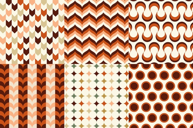 Set of seamless pattern in retro style