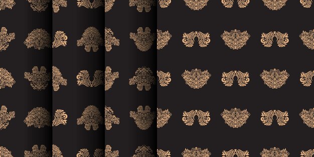 Set of Seamless pattern with Damask element Good for backgrounds prints apparel and textiles Vector illustration