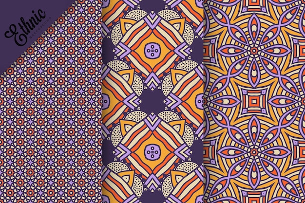 Set of seamless pattern with geometric elements