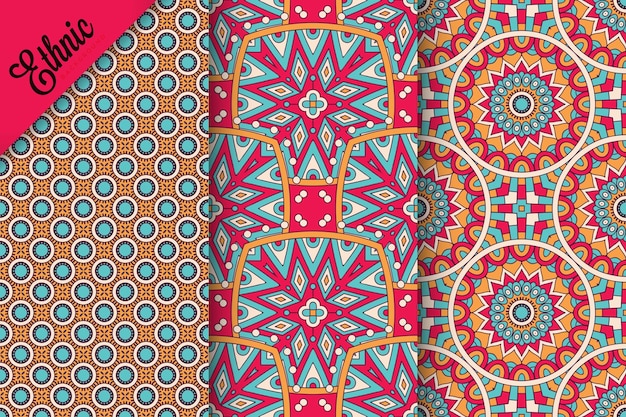 Set of seamless pattern with geometric elements