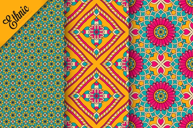 Set of seamless pattern with geometric elements