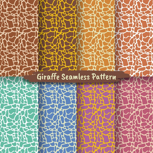 Set di pattern senza cuciture con texture pelle di giraffa, collezione seamless patterns animals