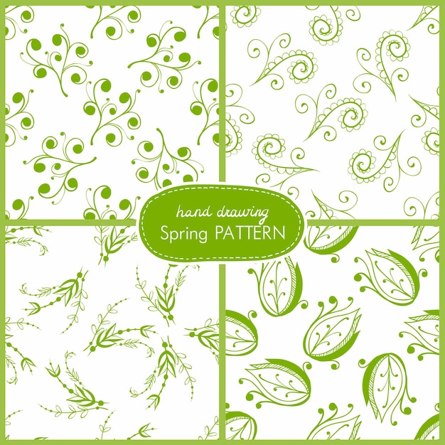 Vector set of seamless pattern with leaves