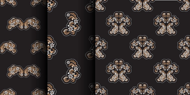 Impostare seamless pattern con ornamento retrò in stile antico buono per sfondi e stampe illustrazione vettoriale