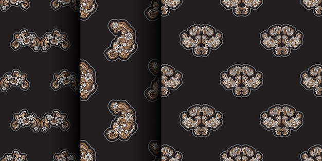 Set seamless pattern with retro ornament antique style good for backgrounds and prints