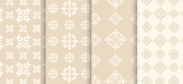 Set of seamless patterns on beige