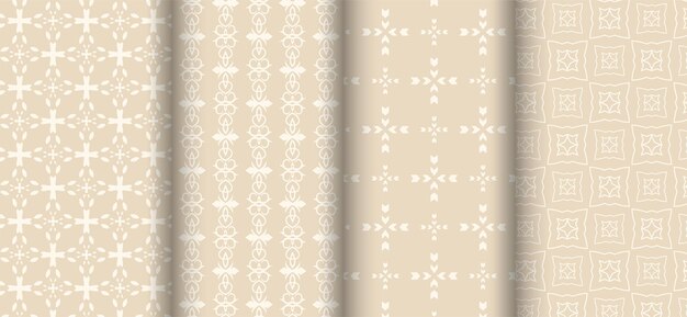 Set of seamless patterns on beige