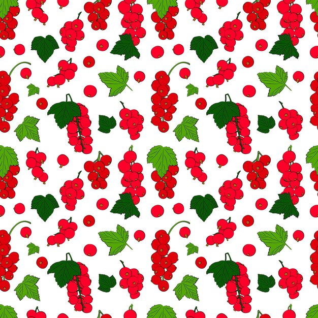 A set of seamless patterns of current berries and leaves 1000x1000 pixels vector graphics