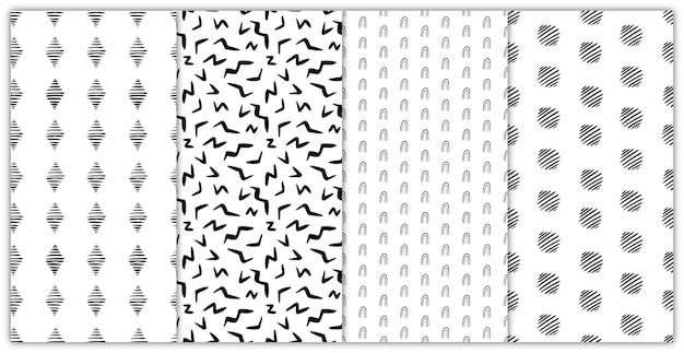 Set of seamless patterns in modern abstract style.Vector illustration