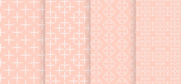 Set of seamless patterns on pink