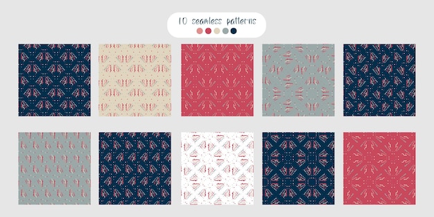 A set of seamless patterns with an abstract pattern design for paper cover fabric interior decor and other users