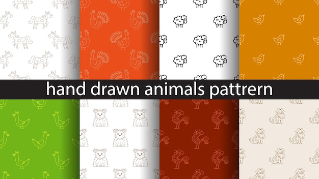 Set of seamless patterns with animals