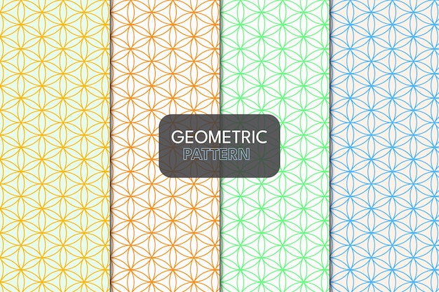 A set of seamless patterns with geometric patterns.