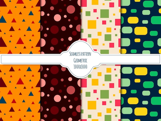 a set of seamless patterns with geometric shapes circles triangles and squares