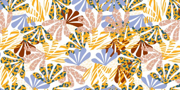 Set of Seamless Patterns With Tropical Leaves