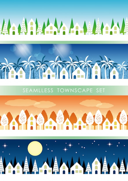 Set of seamless townscapes