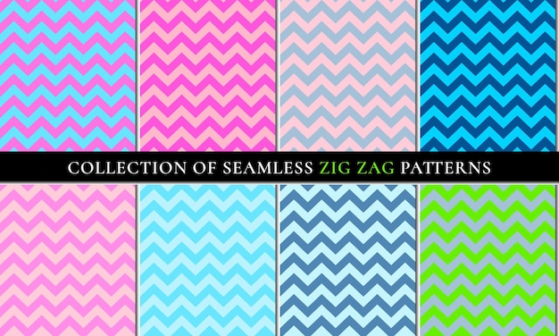 Set of seamless zigzag chevron pattern background