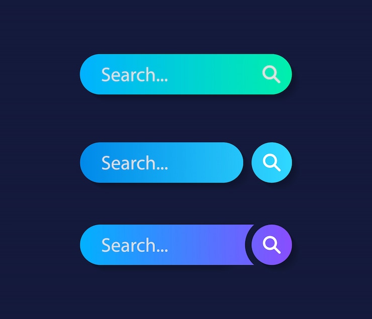 Vector set search bar. web ui design element for web site or browsers. text field and search button. 