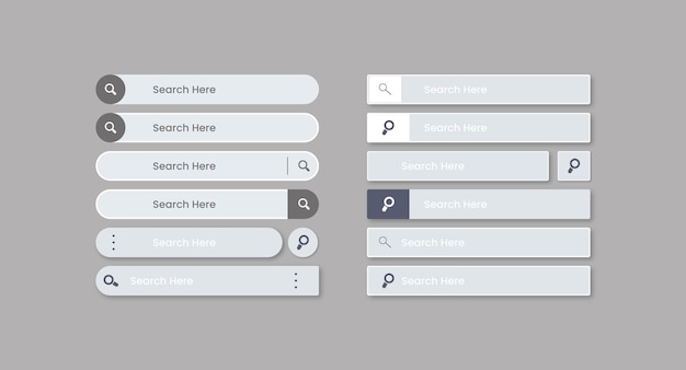 Vector set of search boxes ui template search bar element.