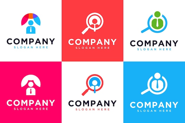Premium Vector | Set of search job logo people agency recruitment 