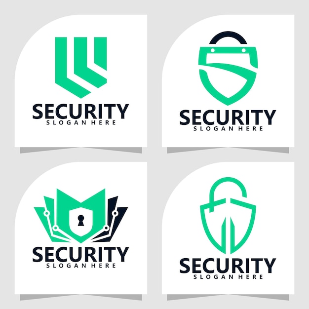 Набор шаблонов векторного дизайна логотипа безопасности
