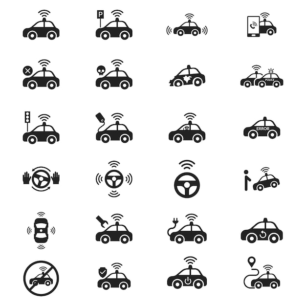 Set of self driving car icon