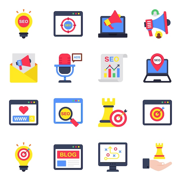 Набор символов SEO и Ad Flat
