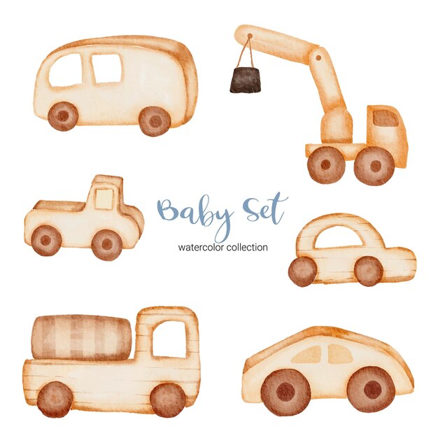 Vector set of separate parts and bring together to beautiful clothes, baby items and toy in water colors style , watercolor  illustration