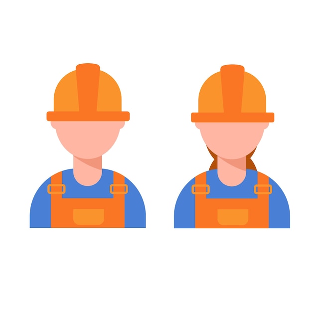 Vector set service man woman worker on his helmet vector illustration