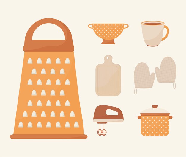 Set of seven cooking icons