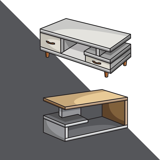 set of several flat table vector