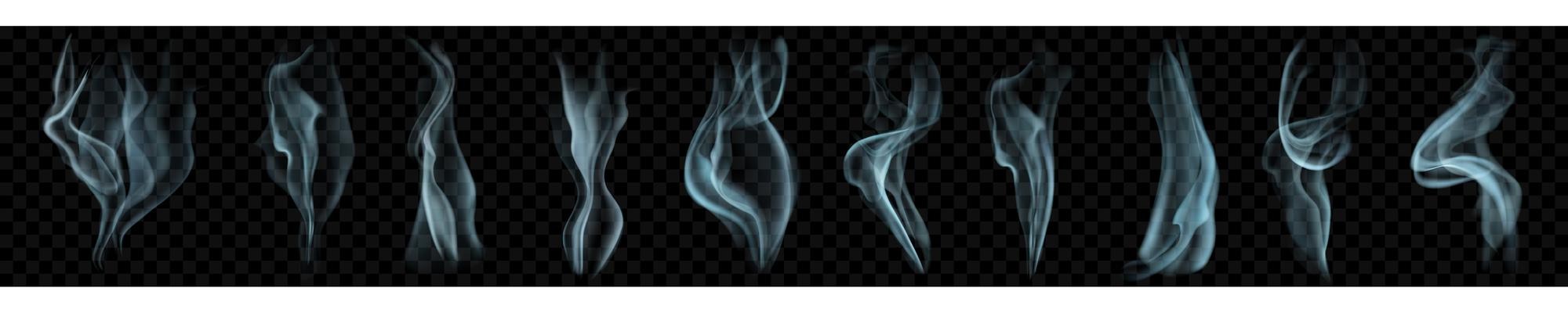 Premium Vector  Set of several realistic transparent smoke or