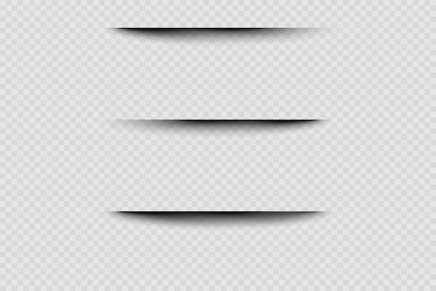 set of shadow effects horizontal dividing lines isolated on transparent background