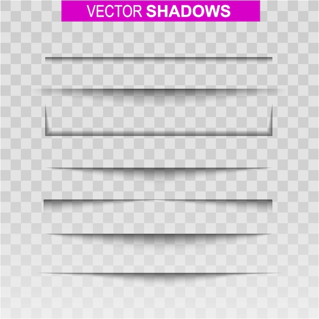 Vector set of shadows. realistic effect shadow on paper.