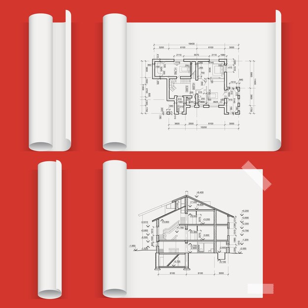 Set of sheets of a different form. Whatman paper. Vector