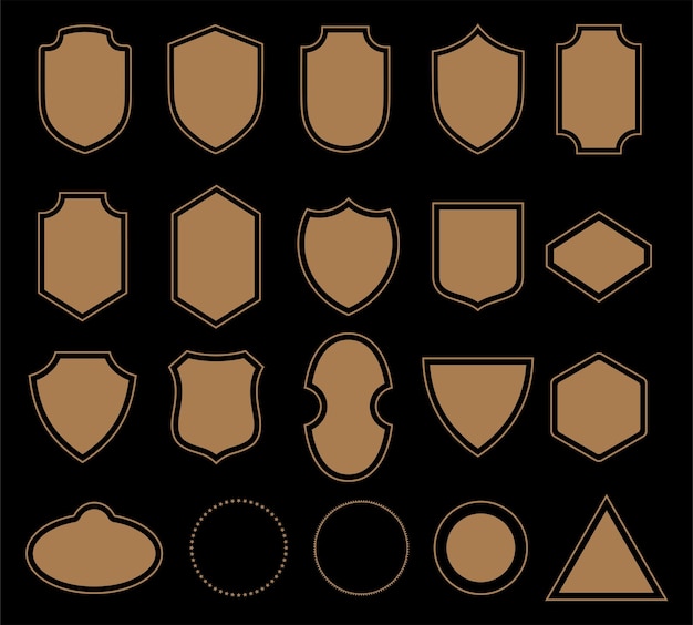 Set of shield icon embellished with banner vectors