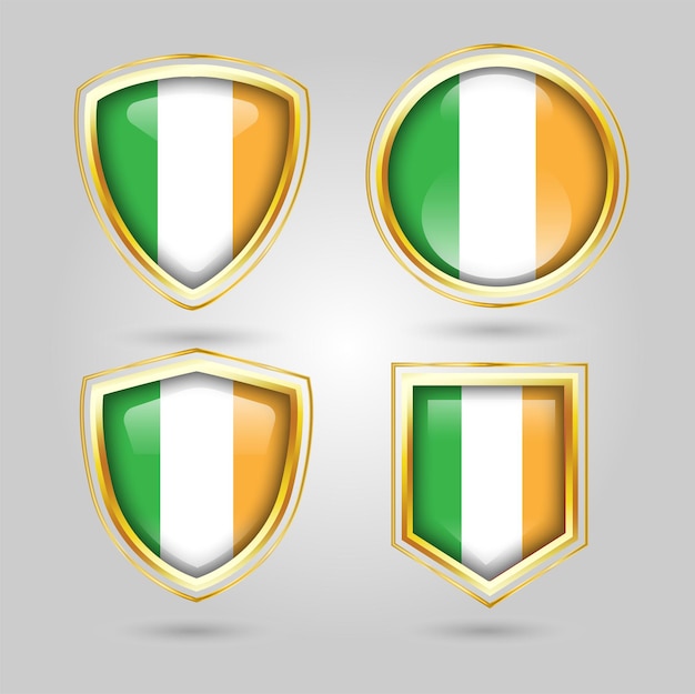 Set of shield Ireland flag